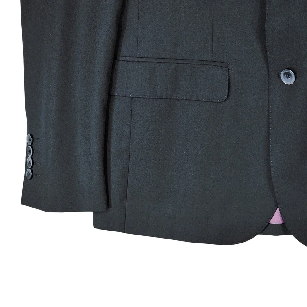 Tiglio Luxe Sport Coat sz 40R Men Slim‎ Fit Black Lanificio Di Biella Wool Italy
